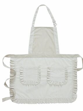 Ruffle Stripe Farmhouse Apron Neutral Beige Cottagecore Nancy Meyers Kitchen